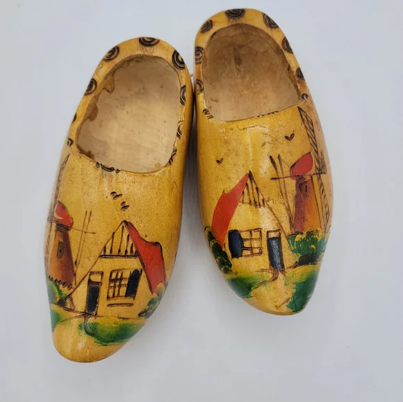 Dutch Wooden Clogs Handmade Holland Windmill MidCentury Souvenir Decor Vintage - Picture 14 of 14